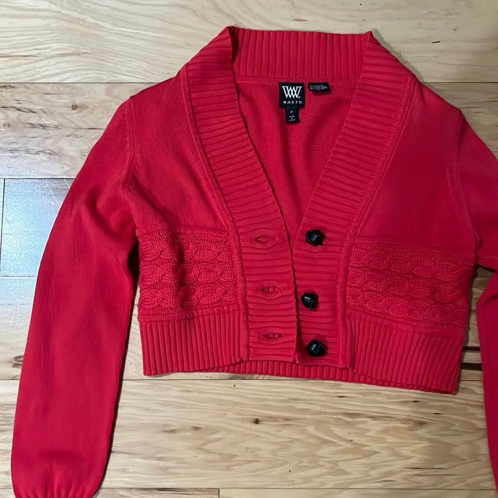 Orange-Red Sweater Jacket - Picture 1 of 4